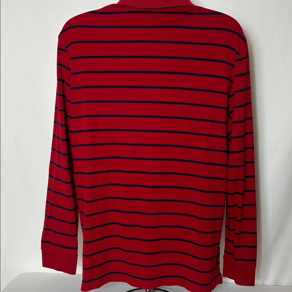 Polo Ralph Lauren Men's Size XL TG Red Navy Striped Long Sleeve Cotton Shirt